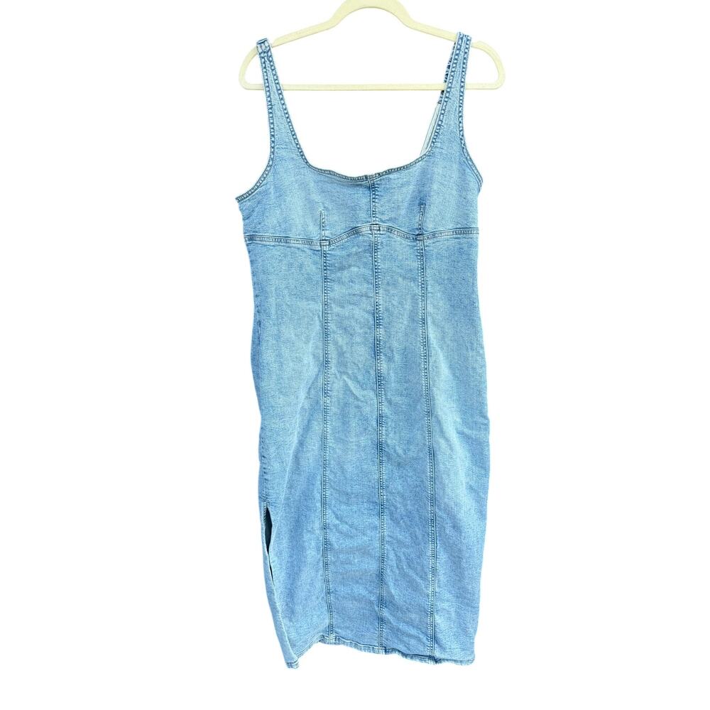 Wild Fable Womens Denim Midi Bodycon Dress Light Blue Wash Size L - Picture 2 of 6